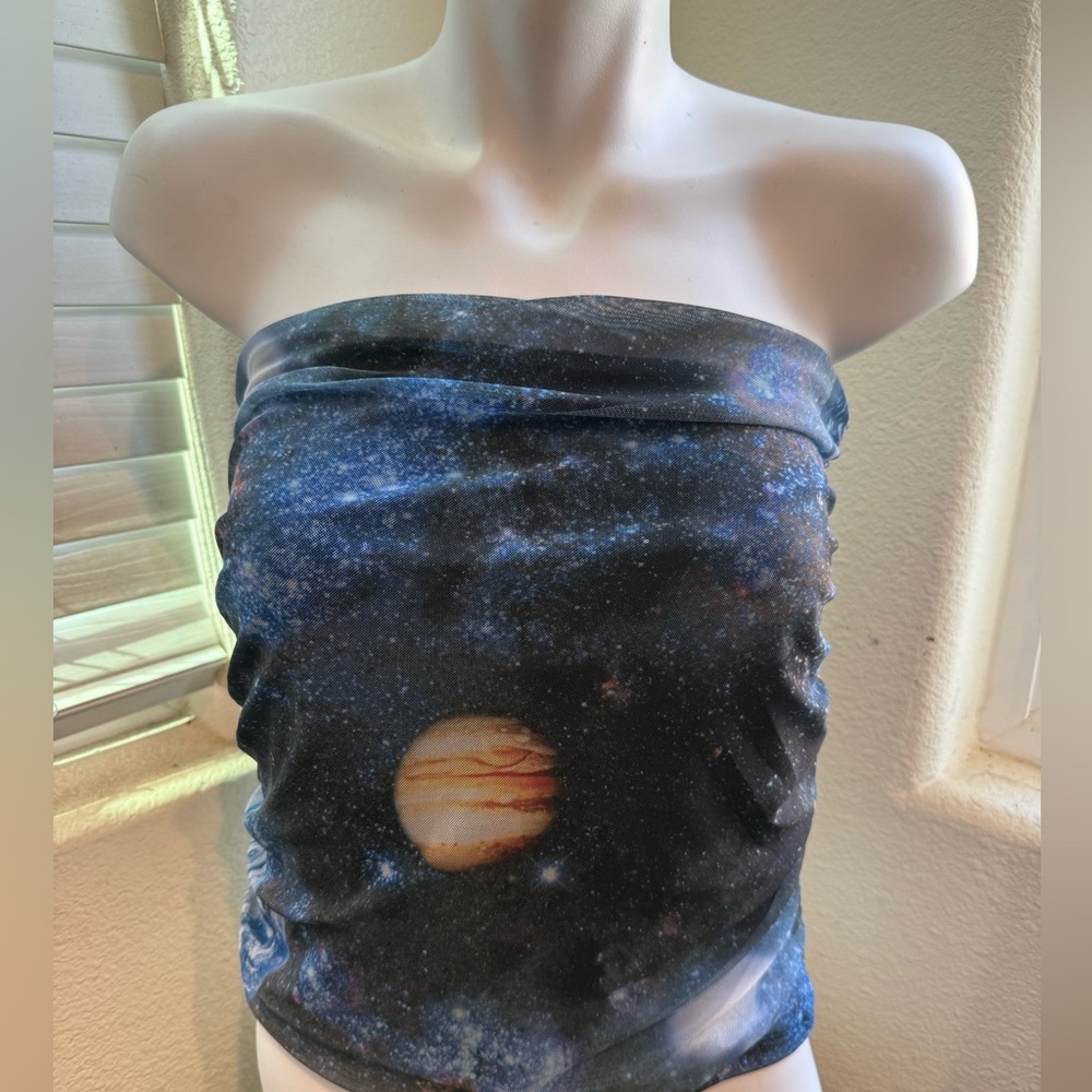 Urban outfitters Galaxy Print Strapless Tube Top - Blue/Black